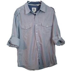 Paper Denim & Cloth Blue Roll Up Sleeve Button-down Shirt